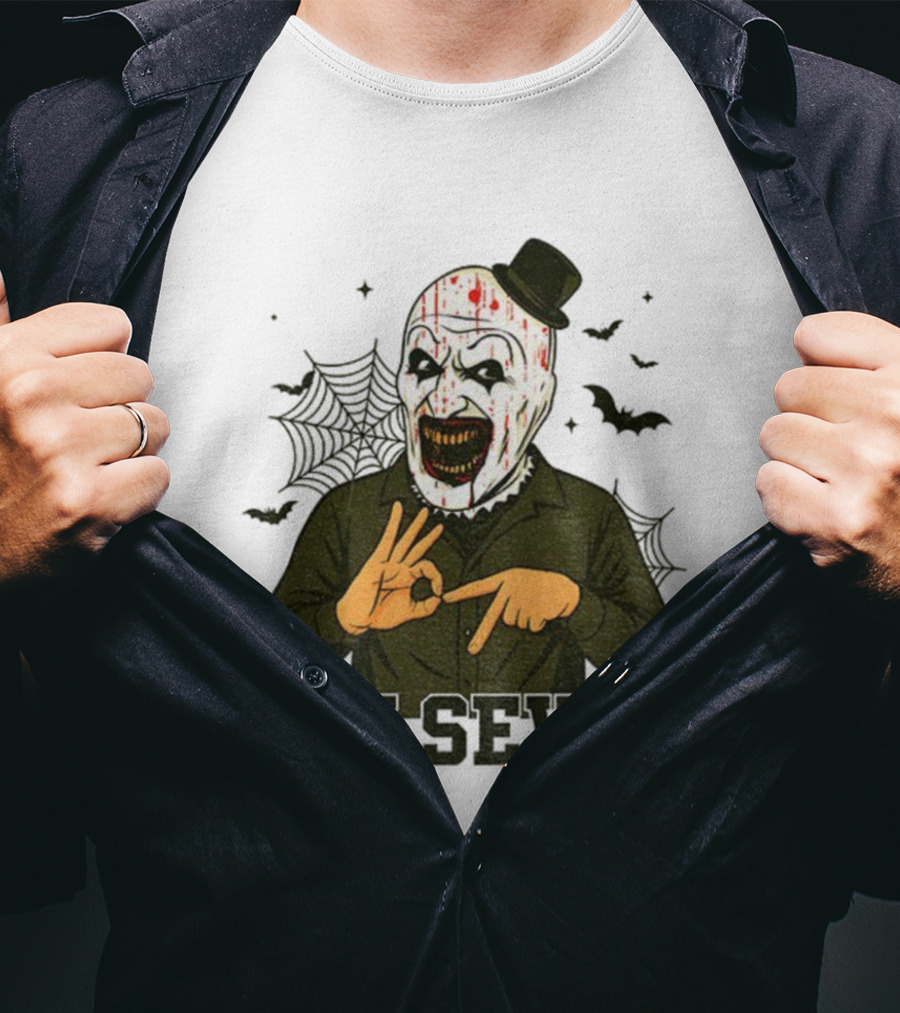 Terrifier Bundle Funny Halloween Six Seven Creepy Clown Costume T-Shirt