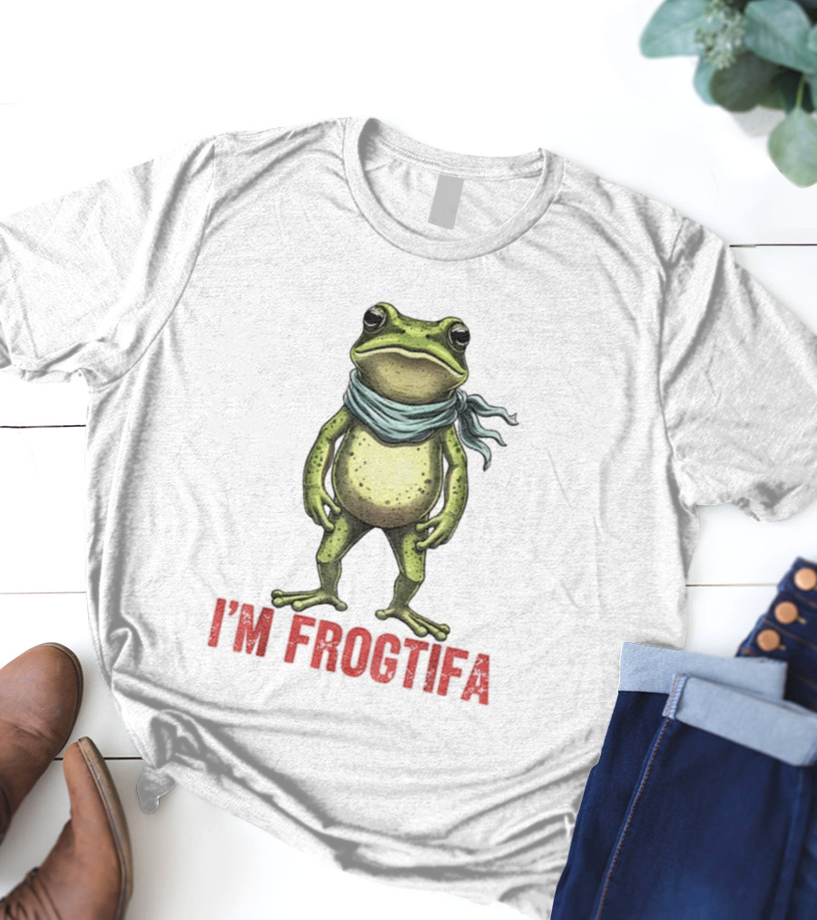 Portland Freedom Frog I’m Frogtifa Anti-ICE Resistance Scarf-Wearing Frog T-Shirt