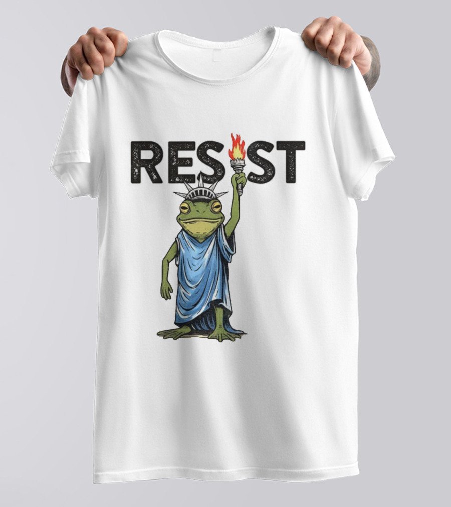 Portland Frog Resist Protest Statue Of Liberty Torch T-Shirt