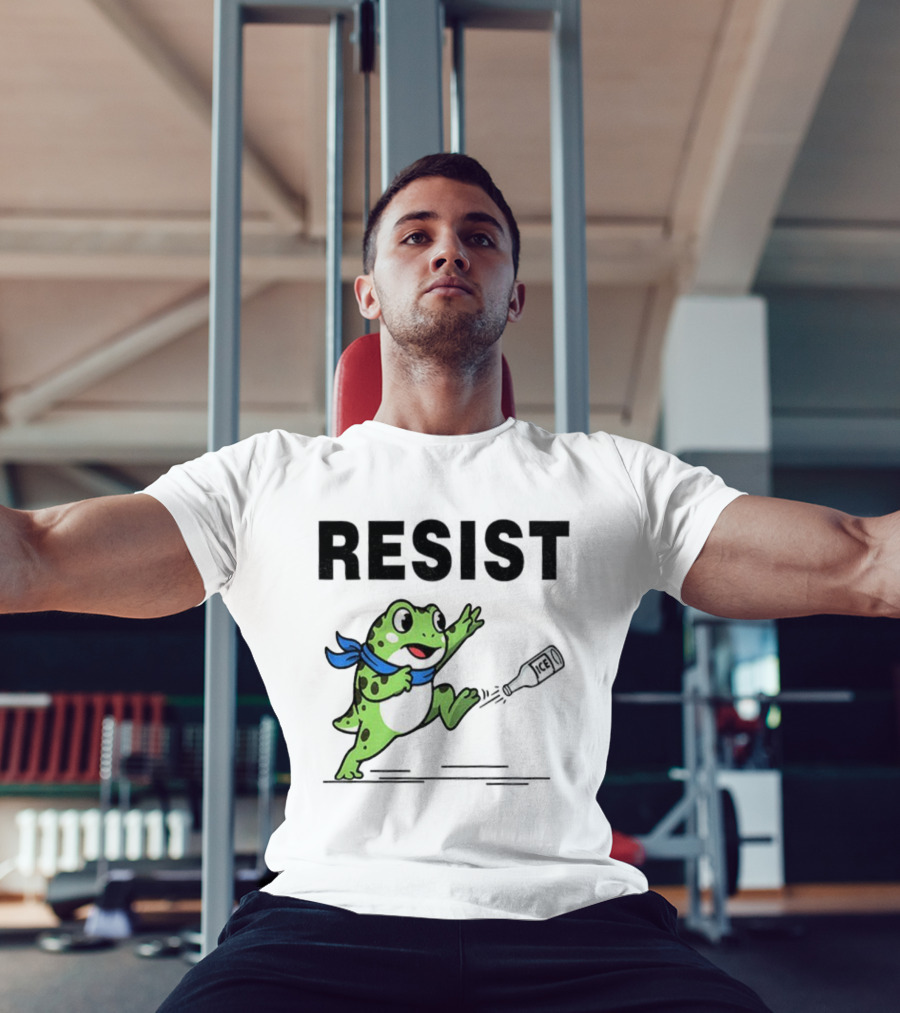 Portland Frog Resist Anti-ICE Protest Jumping Art T-Shirt