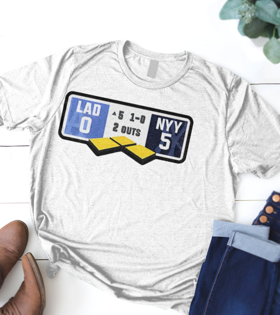 Los Angeles Dodgers Vs New York Yankees Scoreboard Christmas 2025 Baseball Player T-Shirt