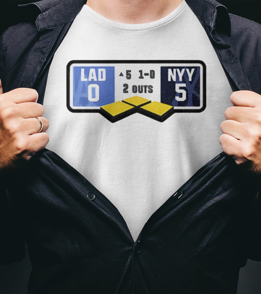 Los Angeles Dodgers Vs New York Yankees Scoreboard Christmas 2025 Baseball Player T-Shirt