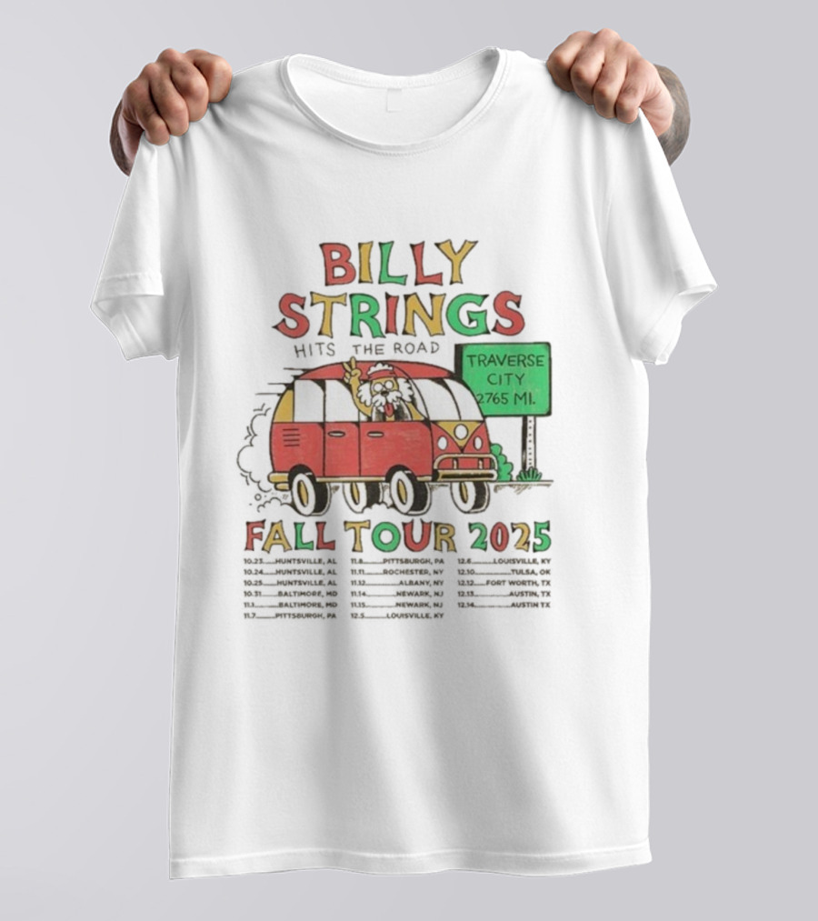 Billy Strings Hits The Road Fall Tour 2025 Traverse City Van 2765 MI T-Shirt