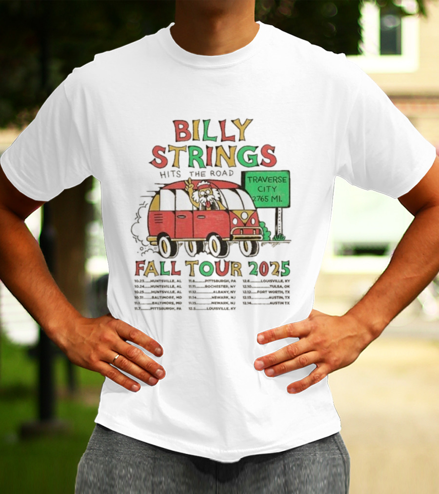 Billy Strings Hits The Road Fall Tour 2025 Traverse City Van 2765 MI T-Shirt