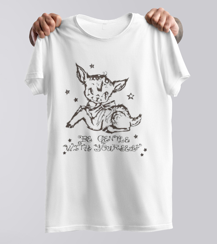 Be Gentle With Yourself Lamb Drawing Surrounded By Stars T-Shirt