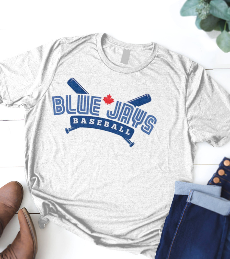 Blue Jays Baseball MLB Maple Leaf Two Bats T-Shirt