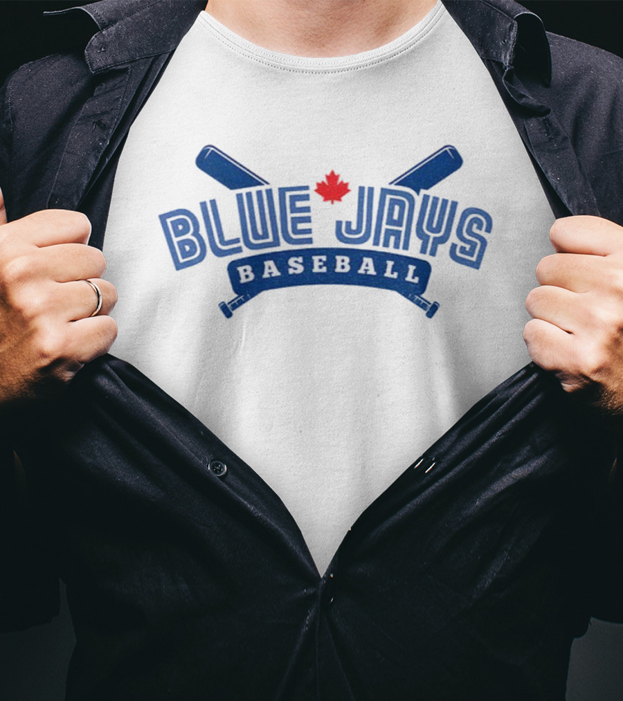 Blue Jays Baseball MLB Maple Leaf Two Bats T-Shirt