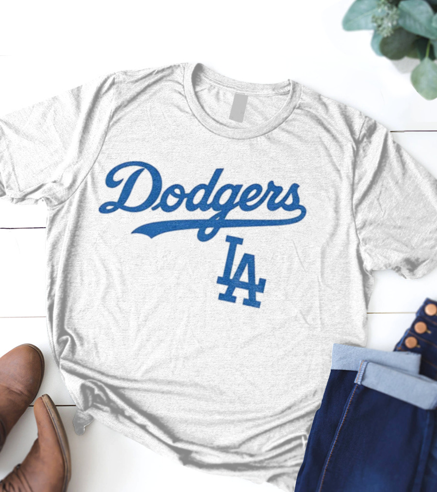Dodgers LA Vintage Blue Script Team Emblem T-Shirt