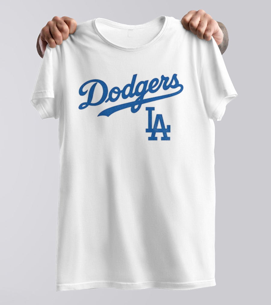 Dodgers LA Vintage Blue Script Team Emblem T-Shirt