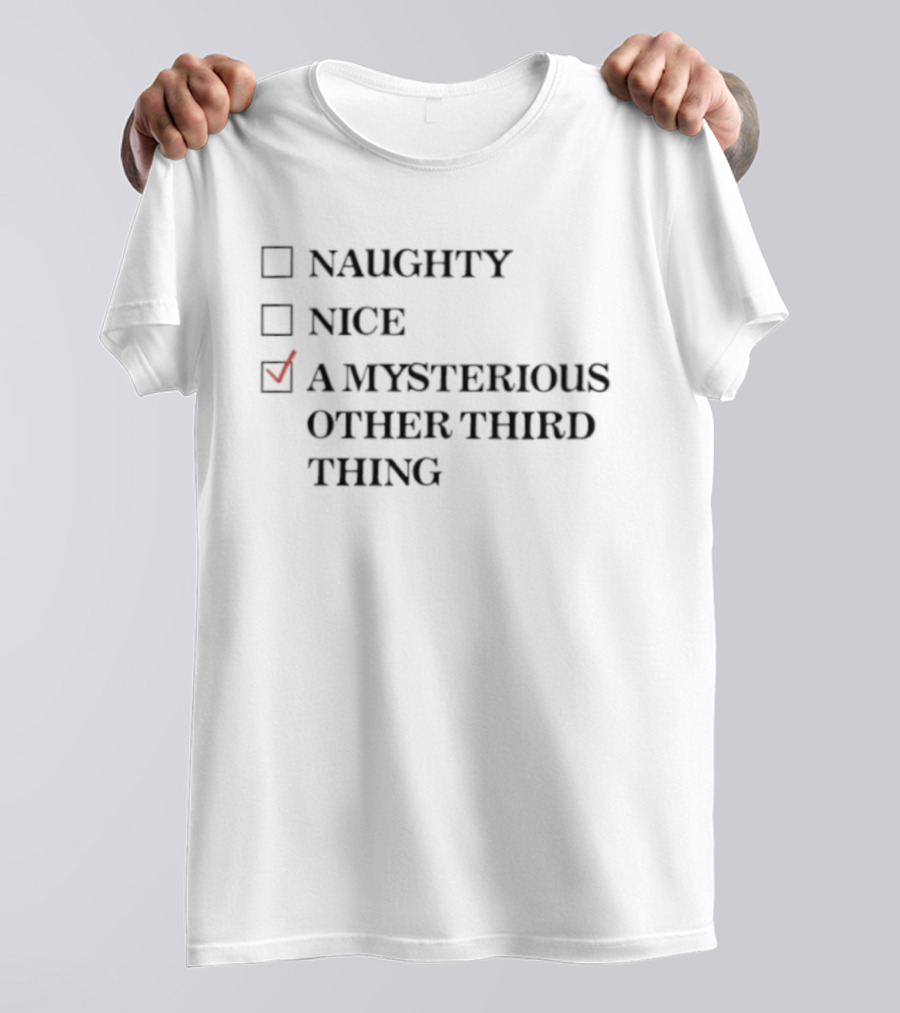 Naughty Nice A Mysterious Other Third Thing Checked Box T-Shirt