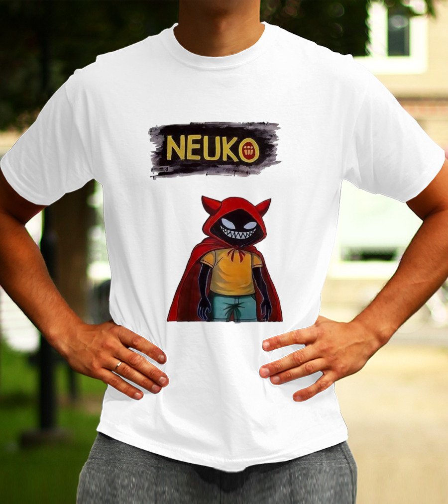Neuko Evilhood Red Cloak Character With Mischievous Grin T-Shirt