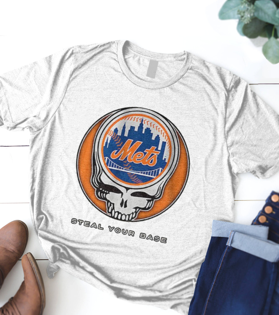 New York Mets Grateful Dead Steal Your Base MLB Skull T-Shirt