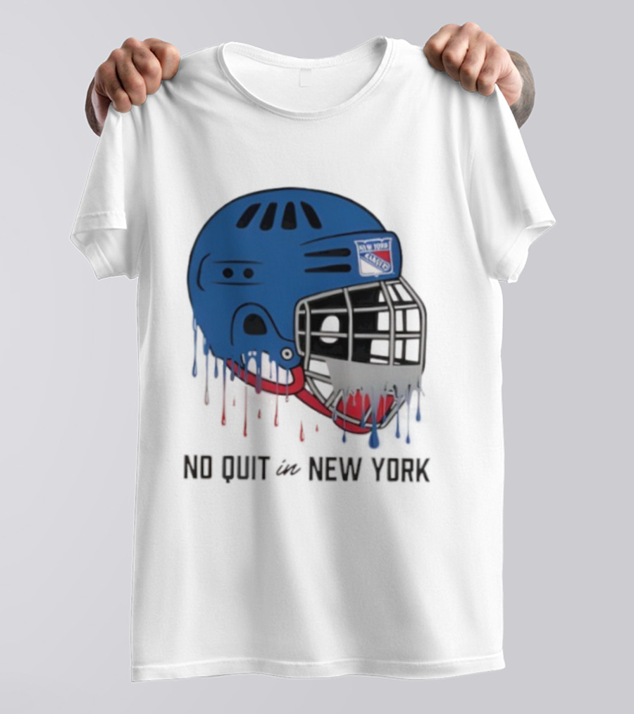 New York Rangers Drippy Helmet No Quit T-Shirt