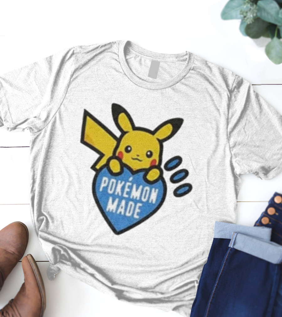 Pikachu Pokemon Made Heart Design T-Shirt