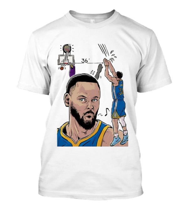 Stephen Curry Golden State Warriors NBA 36 Feet Comic Basketball Shot T-Shirt