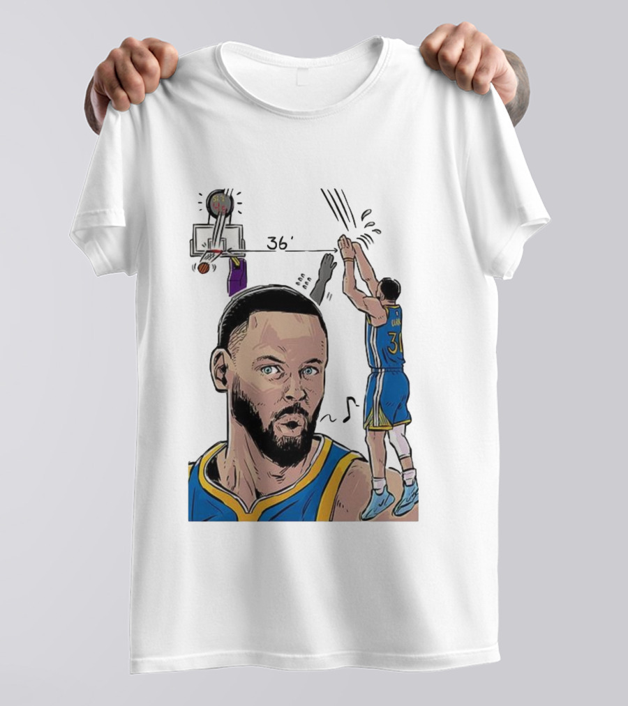 Stephen Curry Golden State Warriors NBA 36 Feet Comic Basketball Shot T-Shirt