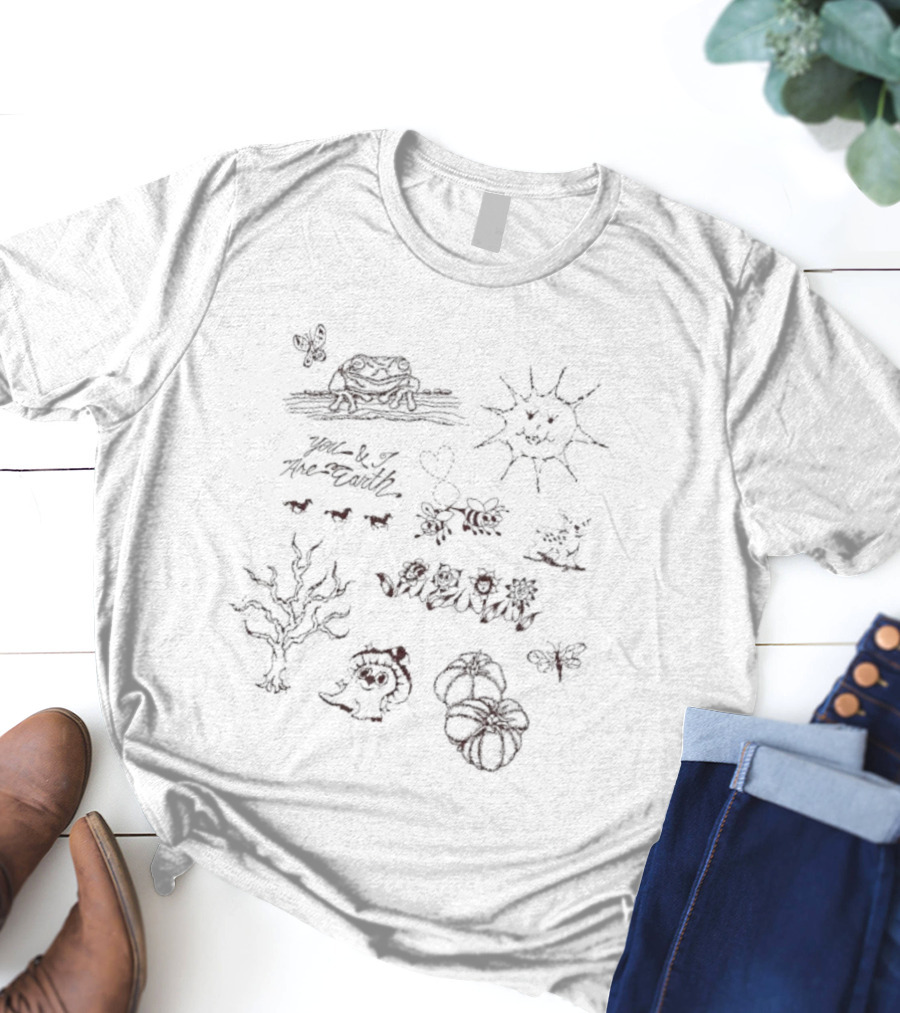 You And I Are Earth Happy Sun Heart Nature Animals Butterflies Smiling Faces T-Shirt