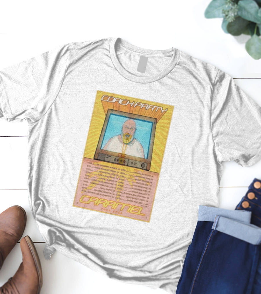 Coach Party Caramel Tour 2026 Concert Dates And Venues With Retro TV Illustration T-Shirt
