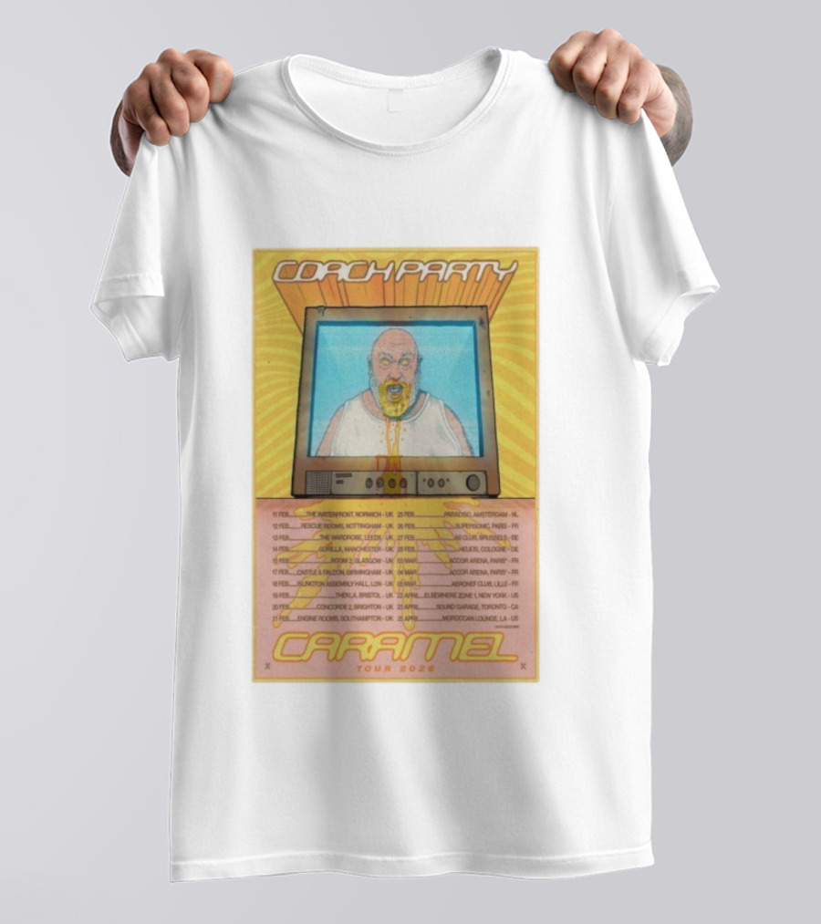 Coach Party Caramel Tour 2026 Concert Dates And Venues With Retro TV Illustration T-Shirt