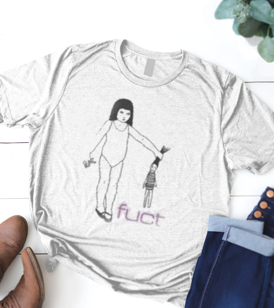 Fuct Scissor Psychosis Drawing With Figure Holding Object T-Shirt