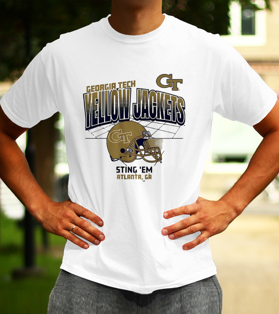 Georgia Tech Yellow Jackets GT Helmet Sting 'Em Atlanta GA T-Shirt