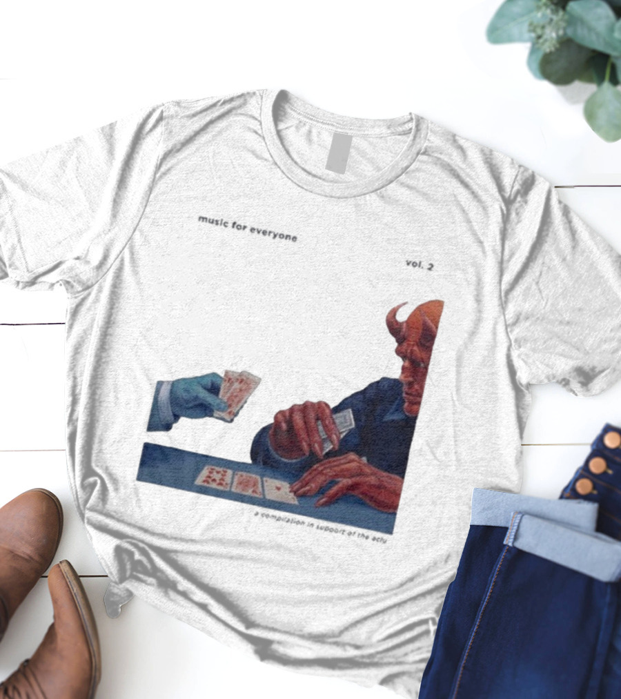 L.S. Dunes Music For Everyone Vol. 2 Satan Card Game Demon Illustration T-Shirt