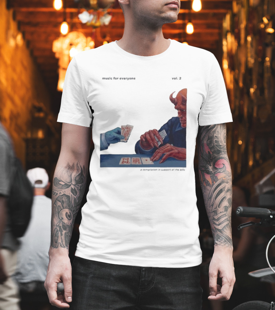 L.S. Dunes Music For Everyone Vol. 2 Satan Card Game Demon Illustration T-Shirt