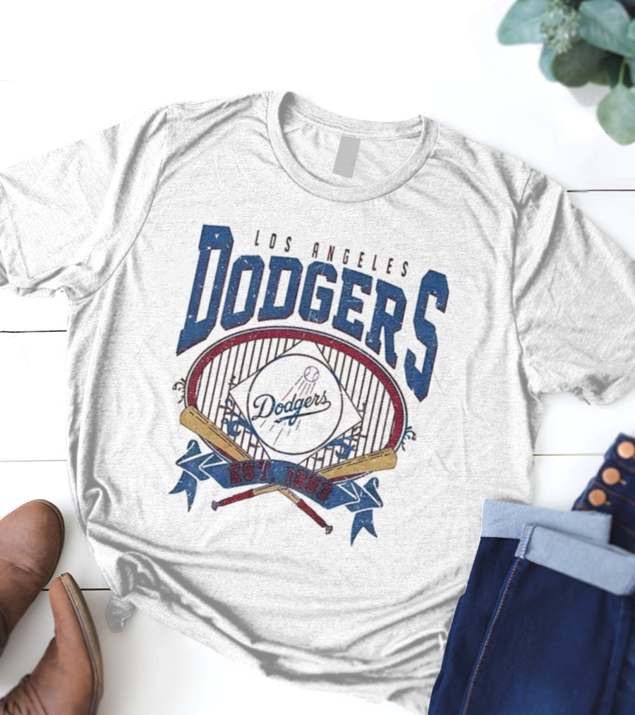 Los Angeles Dodgers Vintage 90s Est 1883 Baseball Team Retro Style T-Shirt