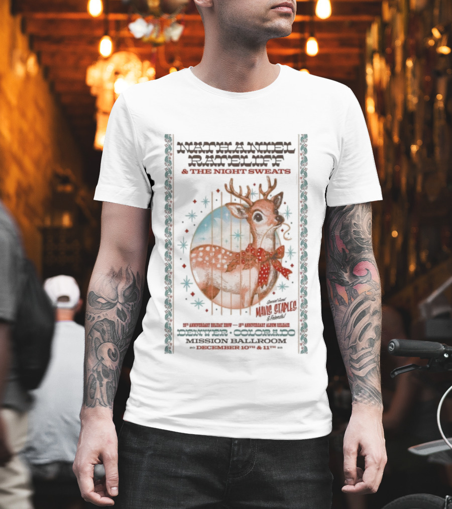 Nathaniel Rateliff Night Sweats Dec 10 11 2025 Mission Ballroom Denver CO Fawn And Deer Bolo Tie T-Shirt