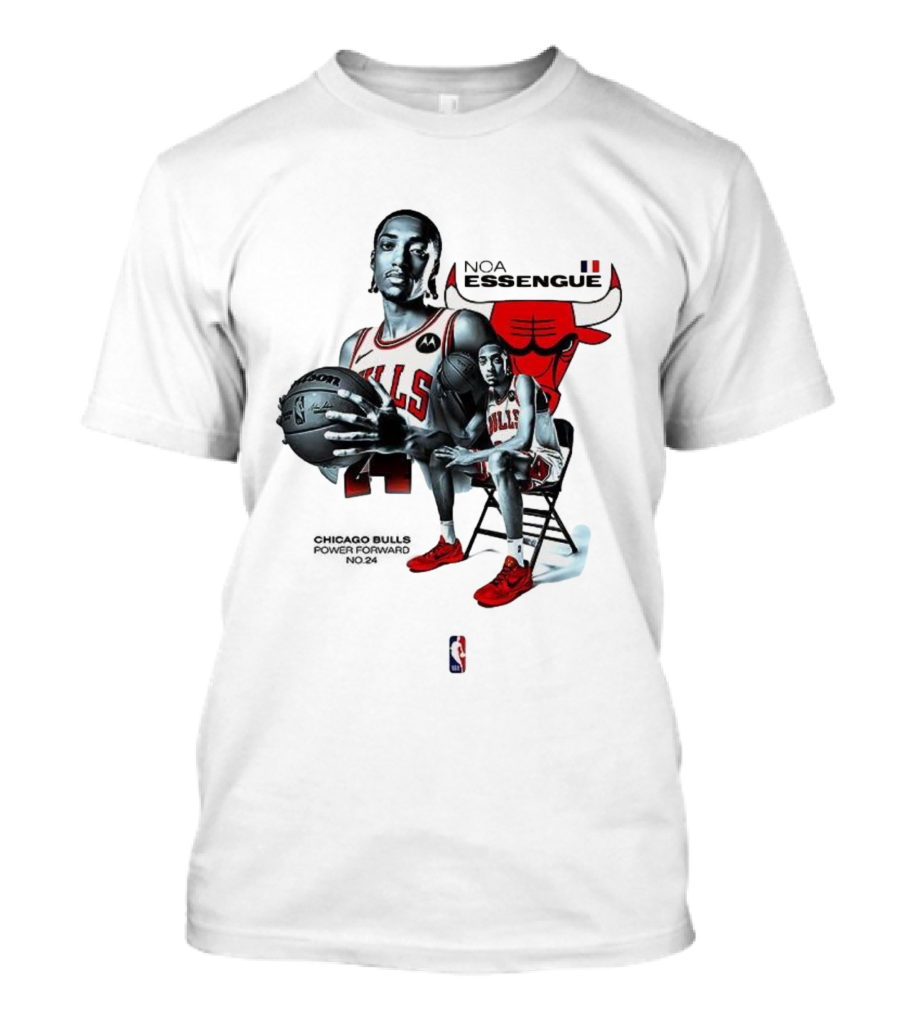 Noa Essengue Chicago Bulls Power Forward NBA Basketball Number 24 T-Shirt