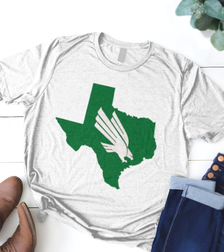 North Texas State Texas Diving Eagle Green Map T-Shirt