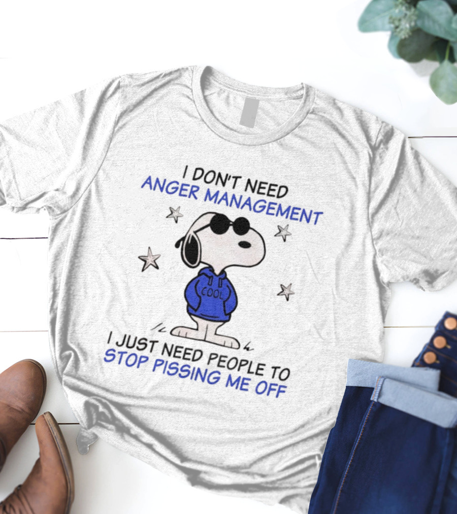 Snoopy Cool Attitude Anger Management Stop Pissing Me Off T-Shirt