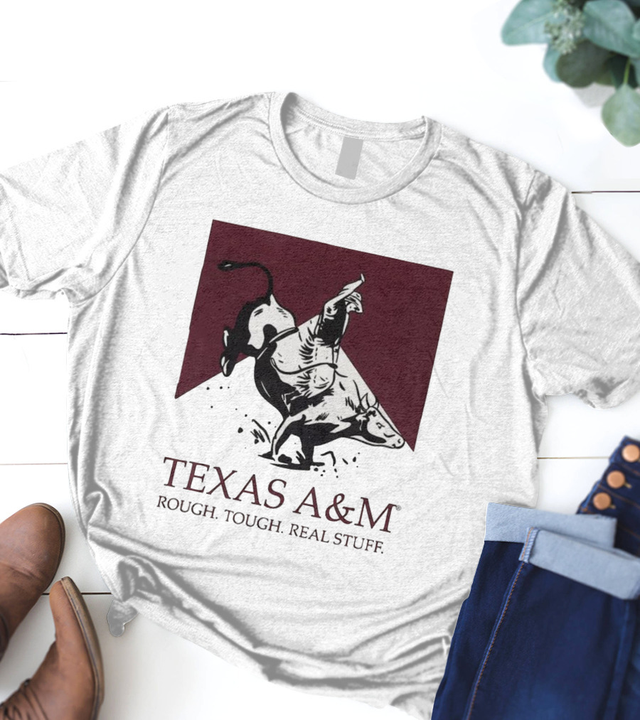 Texas A&M Rough Tough Real Stuff Bull Rider Retro T-Shirt