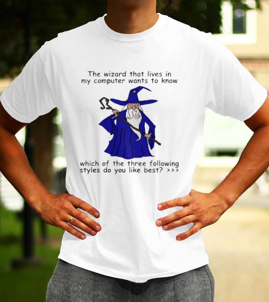 The Wizard That Lives In My Computer Wants To Know Which Of The Three Following Styles Do You Like Best T-Shirt