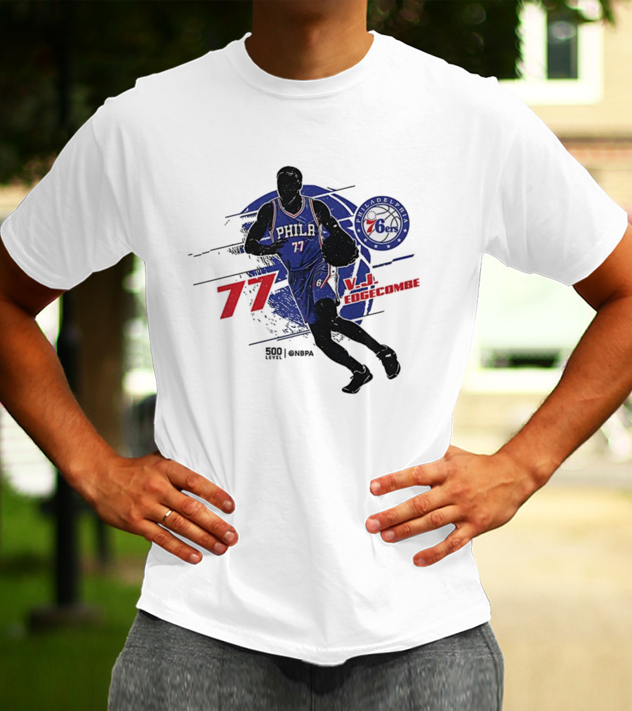 Philadelphia 76ers VJ Edgecombe Number 77 Basketball Player T-Shirt