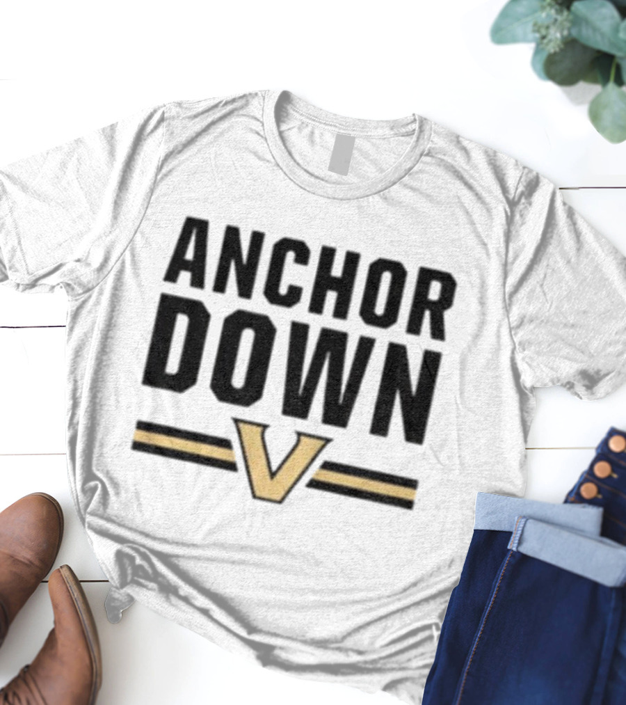 ANCHOR DOWN VANDERBILT COMMODORES V LOGO T-Shirt