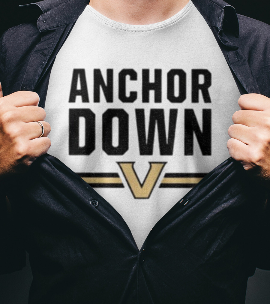 ANCHOR DOWN VANDERBILT COMMODORES V LOGO T-Shirt