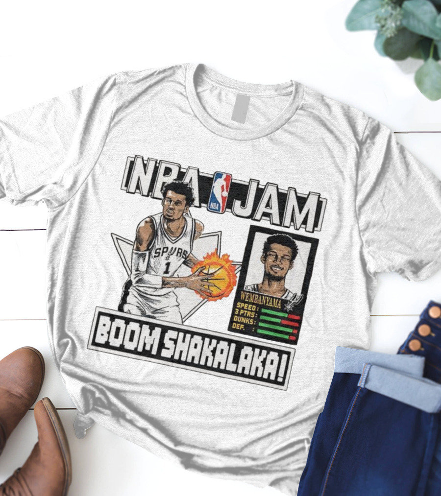 NBA Jam Boom Shakalaka Victor Wembanyama San Antonio Spurs T-Shirt