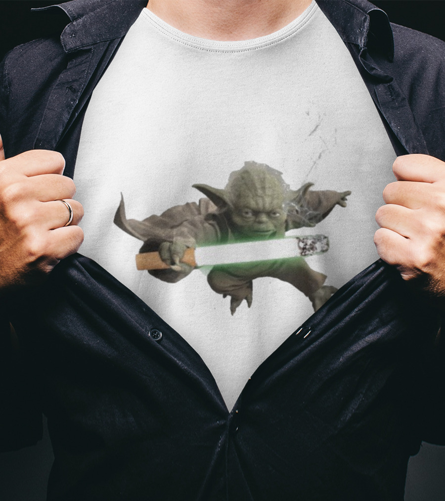 Star Wars Yoda Lightsaber Cigarette Mashup T-Shirt