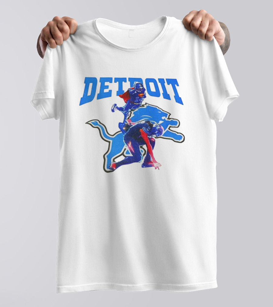Detroit Lions Superman Crossover Athlete Leap T-Shirt