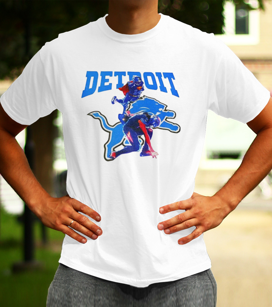 Detroit Lions Superman Crossover Athlete Leap T-Shirt