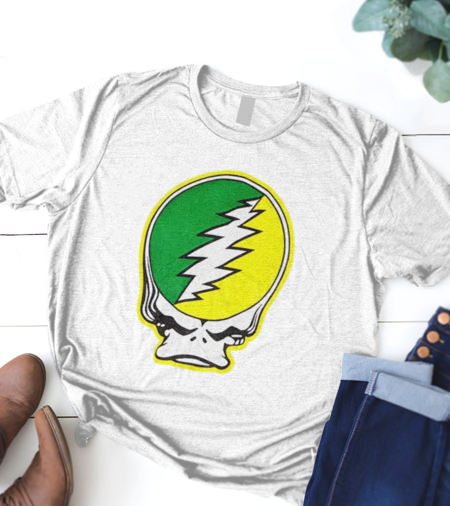 Grateful Ducks Grateful Dead Steal Your Face Green Yellow Bolt 26 T-Shirt