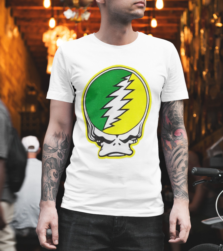 Grateful Ducks Grateful Dead Steal Your Face Green Yellow Bolt 26 T-Shirt
