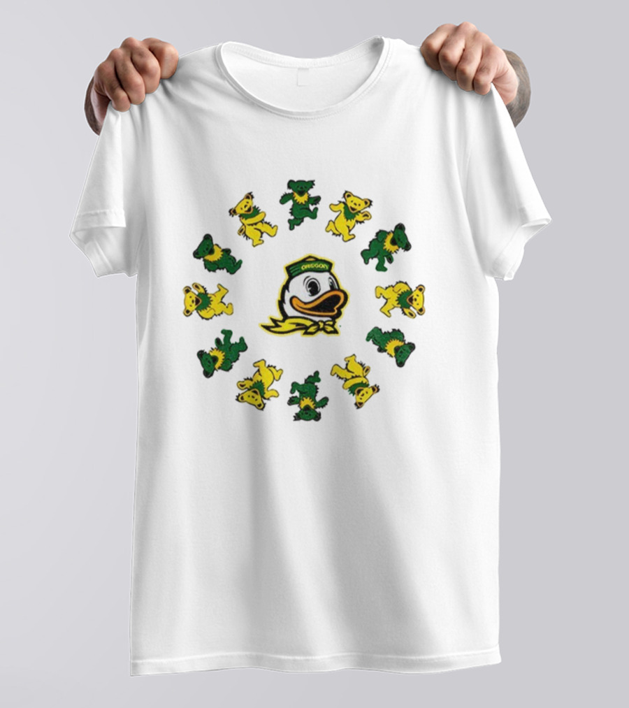 Grateful Ducks Oregon Ducks Grateful Dead Bear Circle T-Shirt