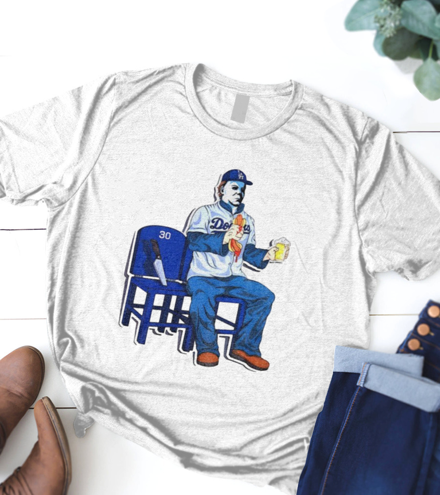 Michael Myers Dodgers Dave Roberts Hot Dog Beer MLB 2025 T-Shirt