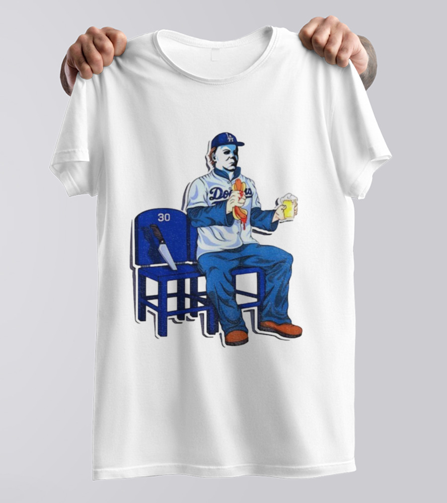 Michael Myers Dodgers Dave Roberts Hot Dog Beer MLB 2025 T-Shirt