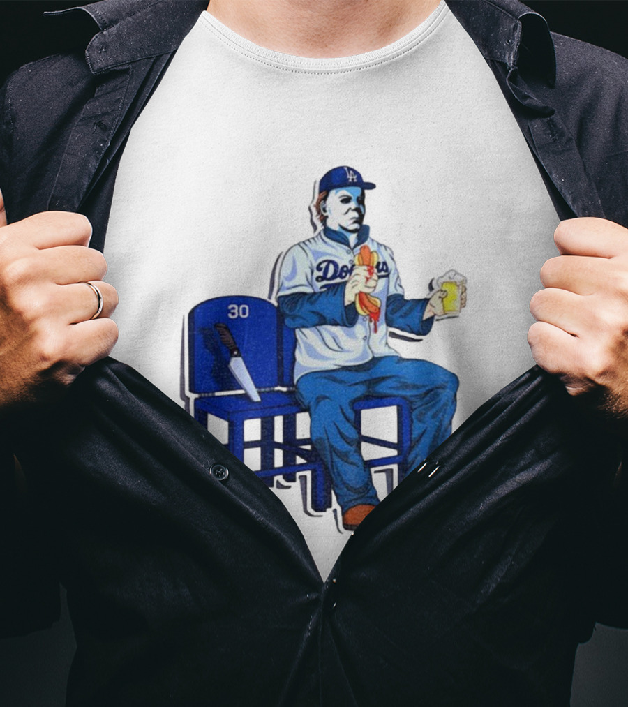 Michael Myers Dodgers Dave Roberts Hot Dog Beer MLB 2025 T-Shirt