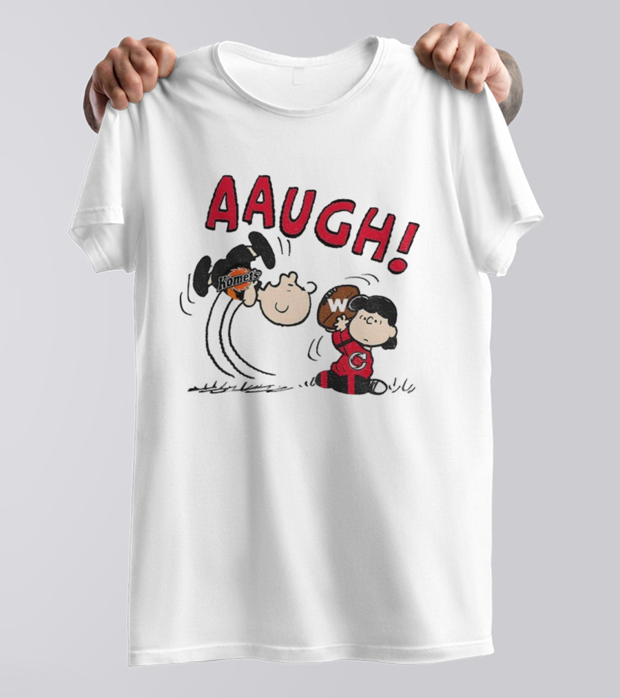 Peanuts Charlie Brown Cincinnati Cyclones Vs Komets Hockey AAUGH! Lucy Linus T-Shirt