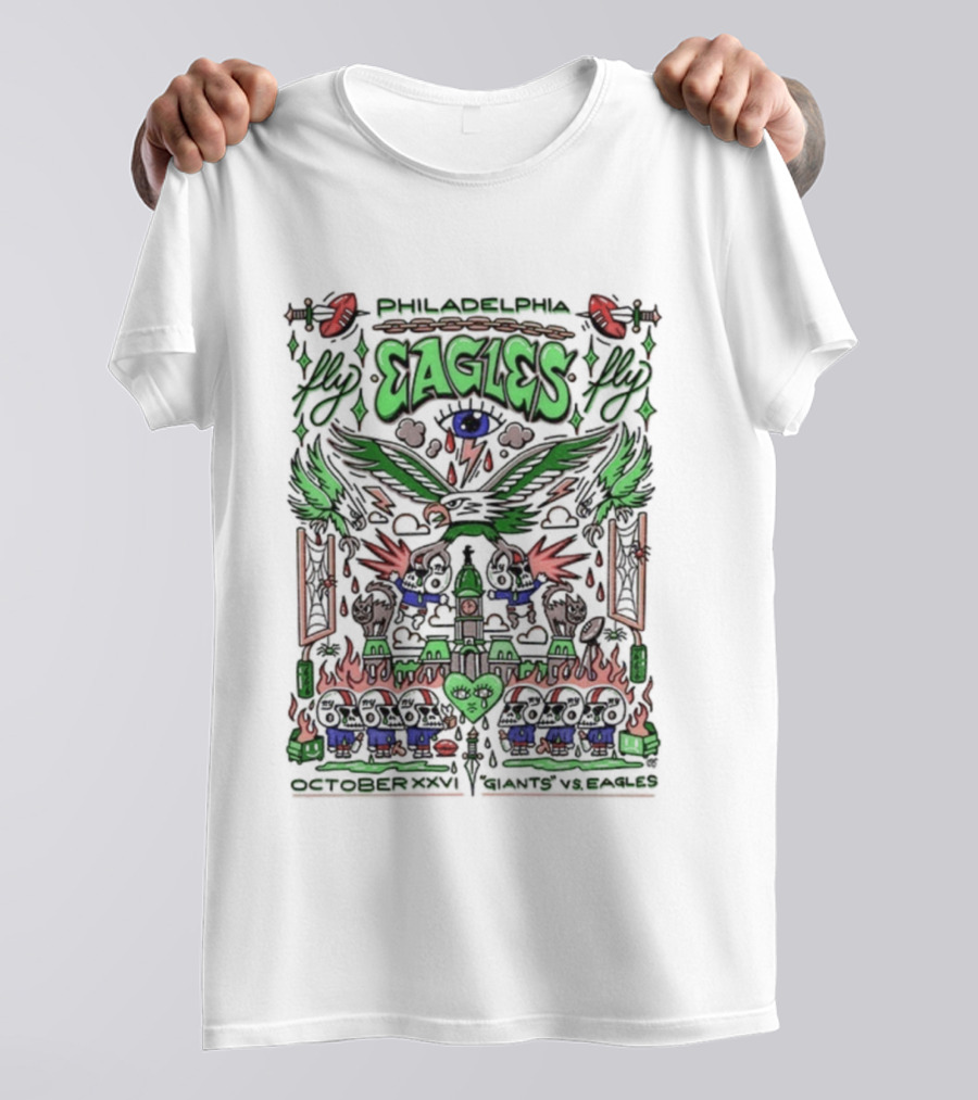 Philadelphia Eagles Fly October XXVI Giants Vs Eagles Victory Wings T-Shirt
