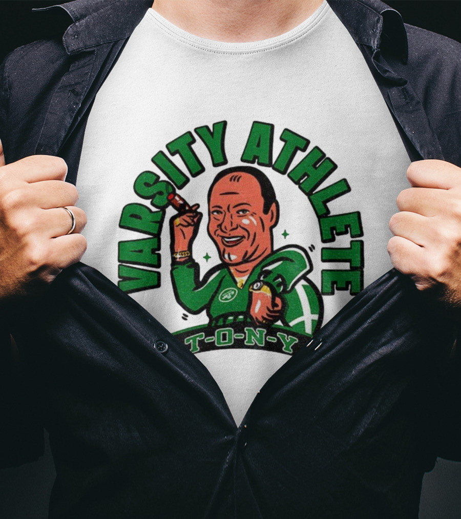 Varsity Athlete T-O-N-Y New York Jets Cartoon T-Shirt